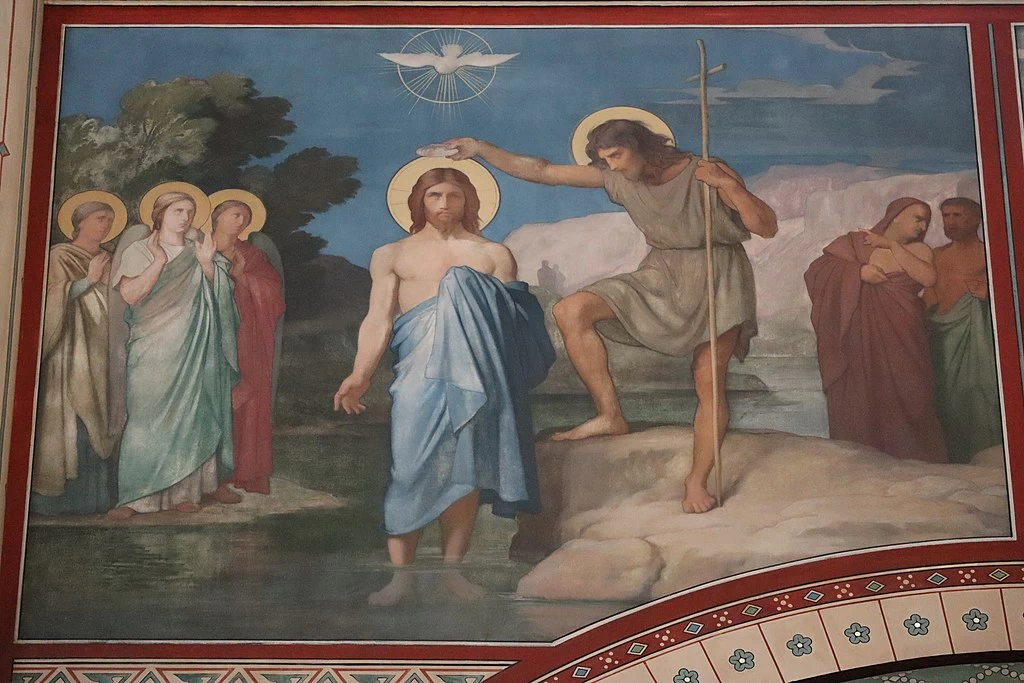 Hippolyte Flandrin - Murales dell'Abbazia di Saint, Germain, des, Prés, Battesimo di Cristo